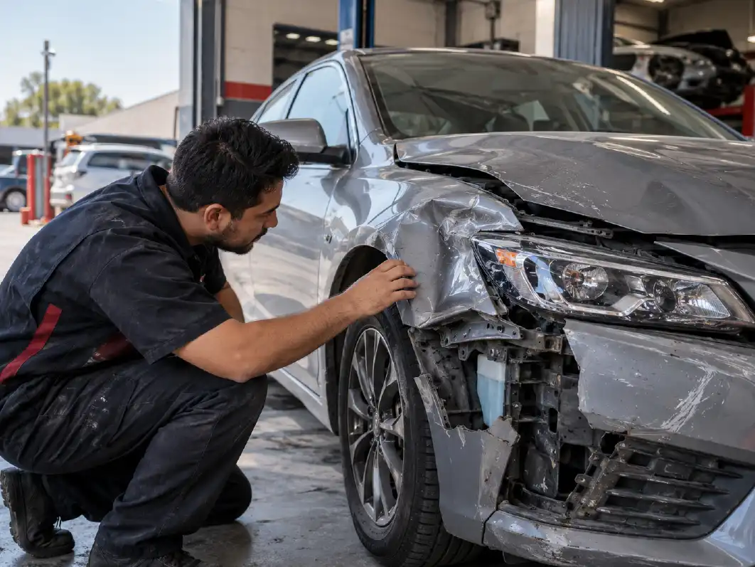 Daños en la carrocería de un auto después de un choque